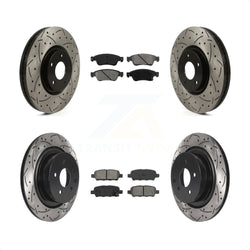 Front Rear Coated Drilled Slotted Disc Brake Rotors And Semi-Metallic Pads Kit For Infiniti G37 G35 Q60 INFINITI KDS-100737