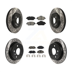 Front Rear Coated Drilled Slotted Disc Brake Rotors And Semi-Metallic Pads Kit For 2015 Mini Cooper 2.0L 1.5L With 280mm Diameter Rotor 4 Lug Wheels KDS-100739