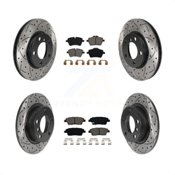 Front Rear Coated Drilled Slotted Disc Brake Rotors And Semi-Metallic Pads Kit For Mini Cooper Countryman Paceman Base KDS-100765