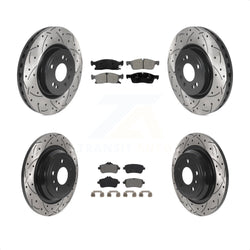 Front Rear Coated Drilled Slotted Disc Brake Rotors And Semi-Metallic Pads Kit For Mercedes-Benz ML350 GLE350 ML250 GLE300d KDS-100768