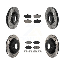 Front Rear Coated Drilled Slotted Disc Brake Rotors And Semi-Metallic Pads Kit For Mercedes-Benz GLA250 CLA250 INFINITI QX30 KDS-100771