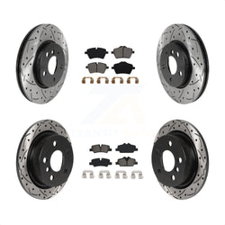 Front Rear Coated Drilled Slotted Disc Brake Rotors And Semi-Metallic Pads Kit For Mini Cooper KDS-100772