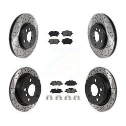 Front Rear Coated Drilled Slotted Disc Brake Rotors And Semi-Metallic Pads Kit For Mini Cooper KDS-100773