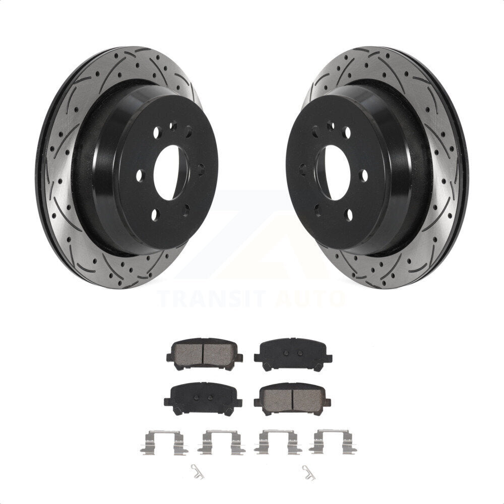 Rear Coated Drilled Slotted Disc Brake Rotors And Semi-Metallic Pads Kit For 2015-2020 Chevrolet Colorado GMC Canyon KDS-100785 by Transit Auto