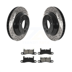 Rear Coated Drilled Slotted Disc Brake Rotors And Semi-Metallic Pads Kit For Porsche Cayenne Volkswagen Touareg KDS-100798