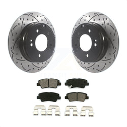 Rear Coated Drilled Slotted Disc Brake Rotors And Semi-Metallic Pads Kit For Hyundai Sonata Kia Optima Azera KDS-100803