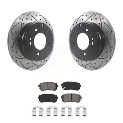 Rear Coated Drilled Slotted Disc Brake Rotors And Semi-Metallic Pads Kit For Hyundai Sonata Kia Optima With Manual Parking KDS-100804