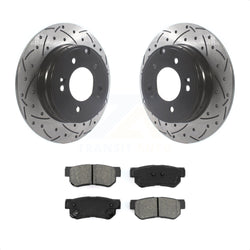 Rear Coated Drilled Slotted Disc Brake Rotors And Semi-Metallic Pads Kit For Hyundai Sonata 3.3L KDS-100805