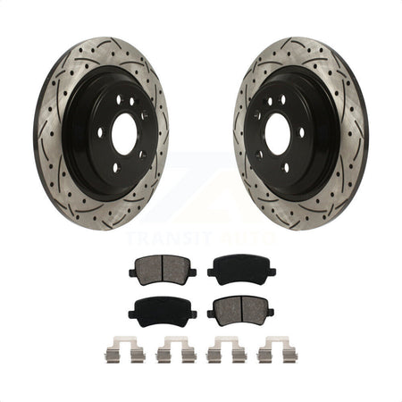 Rear Coated Drilled Slotted Disc Brake Rotors And Semi-Metallic Pads Kit For Volvo S60 XC70 S80 V60 Cross Country V70 KDS-100807 by Transit Auto