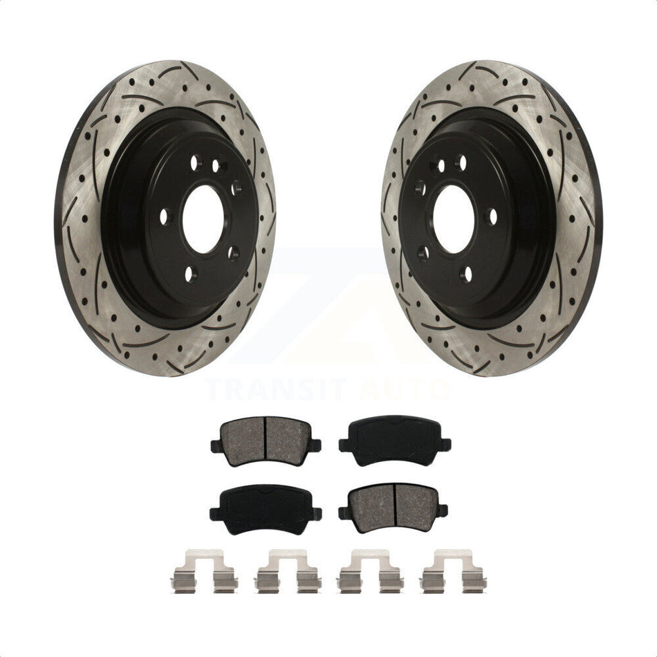 Rear Coated Drilled Slotted Disc Brake Rotors And Semi-Metallic Pads Kit For Volvo S60 XC70 S80 V60 Cross Country V70 KDS-100807 by Transit Auto