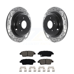 Rear Coated Drilled Slotted Disc Brake Rotors And Semi-Metallic Pads Kit For Hyundai Genesis G80 Kia K900 KDS-100811