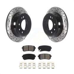 Rear Coated Drilled Slotted Disc Brake Rotors And Semi-Metallic Pads Kit For Hyundai Elantra Tucson Kia Sportage KDS-100815