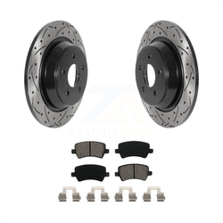 Rear Coated Drilled Slotted Disc Brake Rotors And Semi-Metallic Pads Kit For 2012-2015 Land Rover Range Evoque KDS-100816