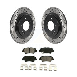 Rear Coated Drilled Slotted Disc Brake Rotors And Semi-Metallic Pads Kit For Hyundai Sonata Azera KDS-100821