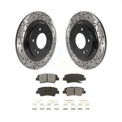 Rear Coated Drilled Slotted Disc Brake Rotors And Semi-Metallic Pads Kit For Kia Optima Hyundai Sonata Soul EV KDS-100822