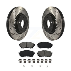 Front Coated Drilled Slotted Disc Brake Rotors And Semi-Metallic Pads Kit For 2019-2021 Mazda 6 Naturally Aspirated KDS-100842