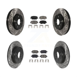Front Rear Coated Drilled Slotted Disc Brake Rotors And Semi-Metallic Pads Kit For Chevrolet Cruze Volt Bolt EV EUV KDS-100846