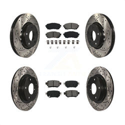 Front Rear Coated Drilled Slotted Disc Brake Rotors And Semi-Metallic Pads Kit For 2019-2021 Mazda 6 Naturally Aspirated KDS-100847