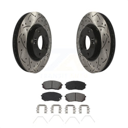 Front Coated Drilled Slotted Disc Brake Rotors And Semi-Metallic Pads Kit For 2017-2019 Kia Soul EV KDS-100870