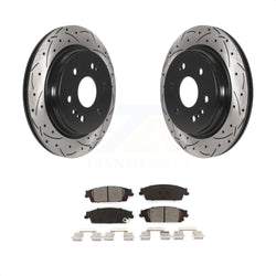 Rear Coated Drilled Slotted Disc Brake Rotors And Semi-Metallic Pads Kit For 2019-2019 Chevrolet Silverado 1500 LD GMC Sierra Limited With Electric Parking KDS-100898