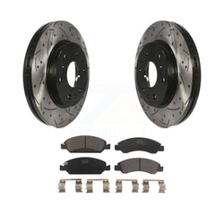Front Drill Slot Brake Rotor Ceramic Pad Kit For Chevrolet Silverado 1500 GMC Sierra Tahoe Cadillac Yukon Suburban Escalade XL Classic XTS Avalanche ESV Express LD EXT Savana KDT-100003