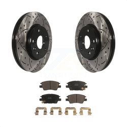Front Coated Drilled Slotted Disc Brake Rotors And Ceramic Pads Kit For Chevrolet Cruze Volt Bolt EV EUV KDT-100012