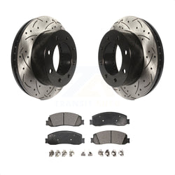 Front Coated Drilled Slotted Disc Brake Rotors And Ceramic Pads Kit For Ford F-350 Super Duty F-250 4WD KDT-100018