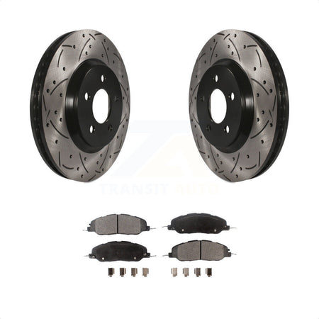 Front Coated Drilled Slotted Disc Brake Rotors And Ceramic Pads Kit For Ford Mustang KDT-100022 by Transit Auto