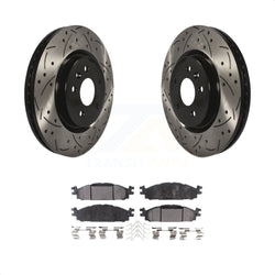 Front Coated Drilled Slotted Disc Brake Rotors And Ceramic Pads Kit For Ford Explorer Taurus Flex Lincoln MKT MKS KDT-100028
