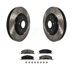 Front Coated Drilled Slotted Disc Brake Rotors And Ceramic Pads Kit For 2013 Ford Explorer Sport With Heavy Duty Brakes KDT-100029