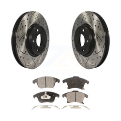 Front Coated Drilled Slotted Disc Brake Rotors And Ceramic Pads Kit For Ford Fusion Lincoln MKZ KDT-100034