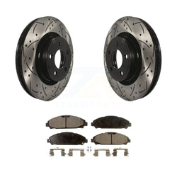 Front Coated Drilled Slotted Disc Brake Rotors And Ceramic Pads Kit For Ford Mustang KDT-100037