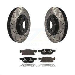Front Coated Drilled Slotted Disc Brake Rotors And Ceramic Pads Kit For Ford Edge KDT-100038