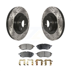 Front Coated Drilled Slotted Disc Brake Rotors And Ceramic Pads Kit For 2009 Subaru Legacy 3.0 R with 3.0L With 292mm Diameter Rotor KDT-100074