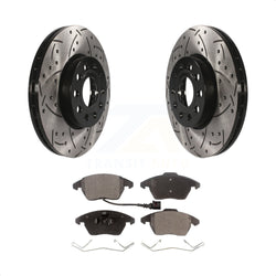 Front Coated Drilled Slotted Disc Brake Rotors And Ceramic Pads Kit For Volkswagen Jetta Beetle Golf Rabbit Eos Audi A3 GTI Quattro KDT-100083