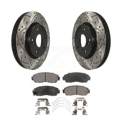 Front Coated Drilled Slotted Disc Brake Rotors And Ceramic Pads Kit For Honda CR-V Crosstour Accord KDT-100103