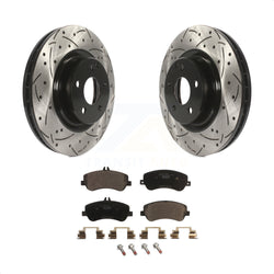 Front Coated Drilled Slotted Disc Brake Rotors And Ceramic Pads Kit For Mercedes-Benz GLK350 GLK250 KDT-100104