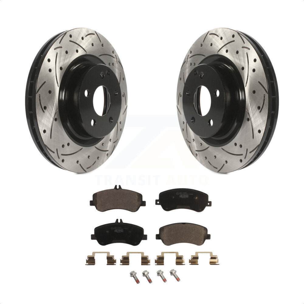 Front Coated Drilled Slotted Disc Brake Rotors And Ceramic Pads Kit For Mercedes-Benz GLK350 GLK250 KDT-100104 by Transit Auto