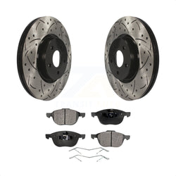 Front Coated Drilled Slotted Disc Brake Rotors And Ceramic Pads Kit For 2014 Ford Connect 104.8" wheel base KDT-100106