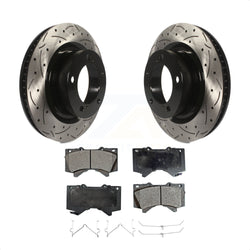 Front Coated Drilled Slotted Disc Brake Rotors And Ceramic Pads Kit For Toyota Tundra Sequoia Lexus LX570 Land Cruiser KDT-100112