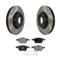 Front Coated Drilled Slotted Disc Brake Rotors And Ceramic Pads Kit For Ford Escape Volvo C-Max S40 C70 C30 V50 KDT-100115