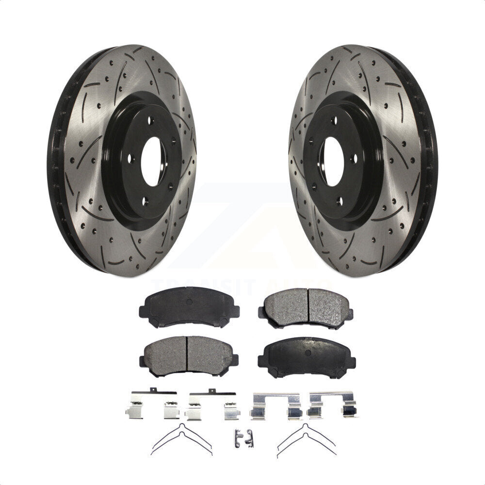 Front Coated Drilled Slotted Disc Brake Rotors And Ceramic Pads Kit For Nissan Sentra Juke KDT-100122 by Transit Auto