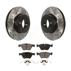 Front Coated Drilled Slotted Disc Brake Rotors And Ceramic Pads Kit For 2008 BMW 328xi To 08 07 KDT-100123