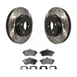 Front Coated Drilled Slotted Disc Brake Rotors And Ceramic Pads Kit For Mercedes-Benz C300 C250 C230 KDT-100140