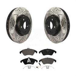 Front Coated Drilled Slotted Disc Brake Rotors And Ceramic Pads Kit For Mercedes-Benz E350 C300 C350 E400 E250 SLC300 KDT-100142