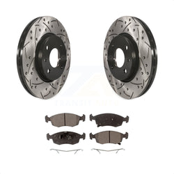 Front Coated Drilled Slotted Disc Brake Rotors And Ceramic Pads Kit For Fiat 500 KDT-100154