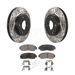 Front Coated Drilled Slotted Disc Brake Rotors And Ceramic Pads Kit For 2015 Honda Civic LX SE with Manual transmission KDT-100155