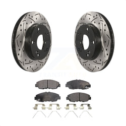 Front Coated Drilled Slotted Disc Brake Rotors And Ceramic Pads Kit For Honda Civic KDT-100156
