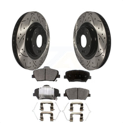 Front Coated Drilled Slotted Disc Brake Rotors And Ceramic Pads Kit For Kia Sorento Hyundai Santa Fe Sport KDT-100161