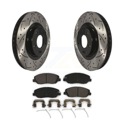 Front Coated Drilled Slotted Disc Brake Rotors And Ceramic Pads Kit For Hyundai Santa Fe XL KDT-100162